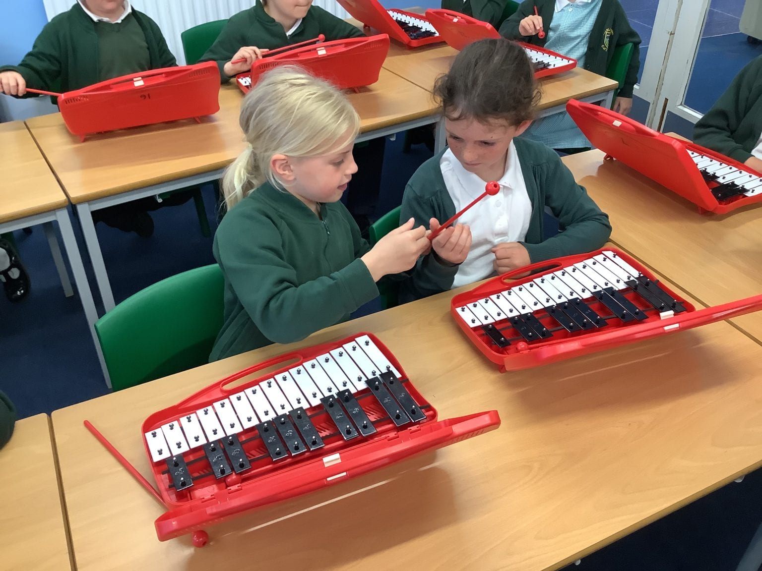 Glockenspiels in Holly Class Ellel St John's CE Primary School
